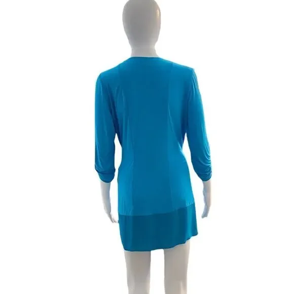 Piccadilly 3/4 Adjustable Sleeve Tie Cardigan Top Womens XS Blue AB1208 - Picture 3 of 7